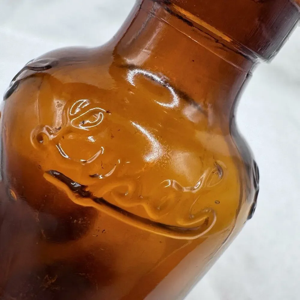Vintage Amber Lysol Disinfectant Glass Bottle Small Empty Apothecary